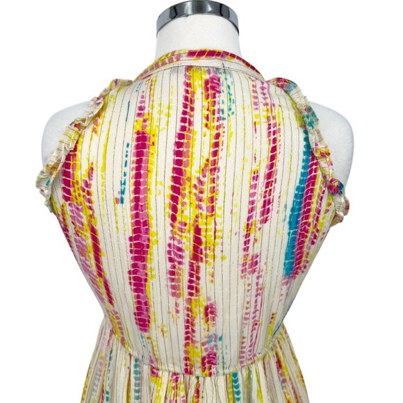 Black Tape Metallic Striped Sleeveless Tie-Dye Midi Dress Yellow Gold Size Small - Picture 7 of 13